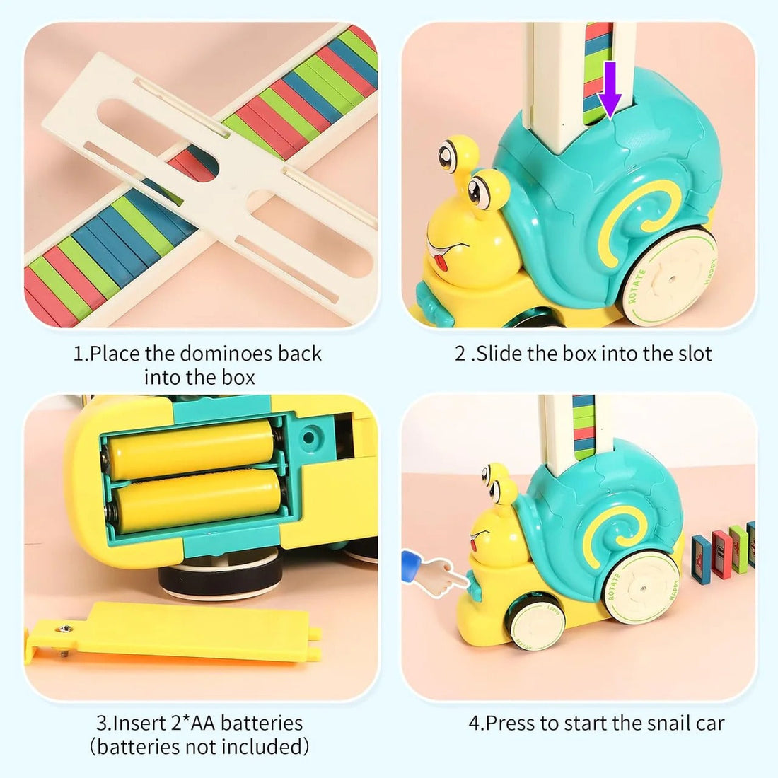 Automatic Domino Laying Snail Train