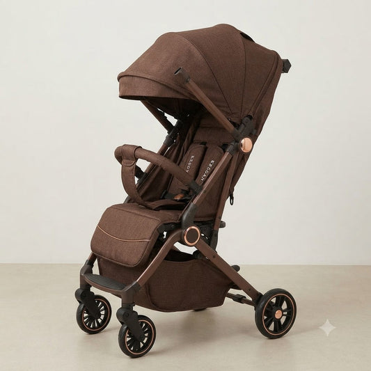 Kaedyn Premium Foldable Baby Stroller - Brown front view