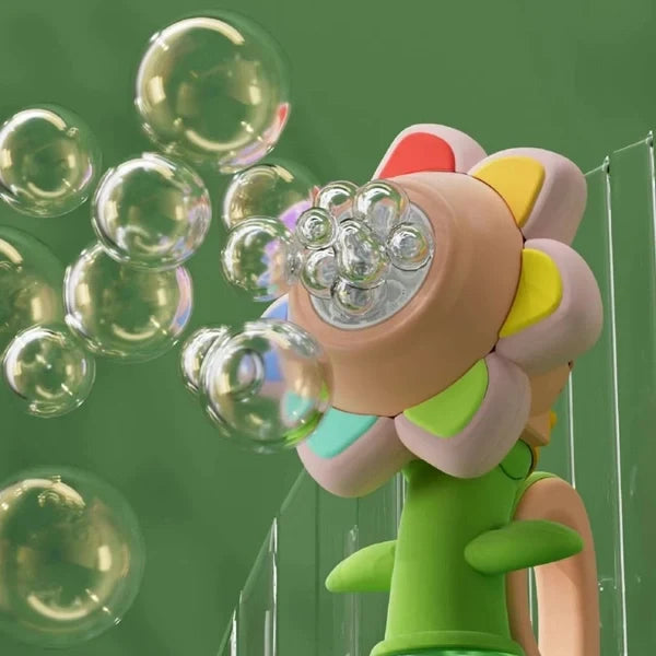 Rechargeable Flower Bubble Machine with LED Lights