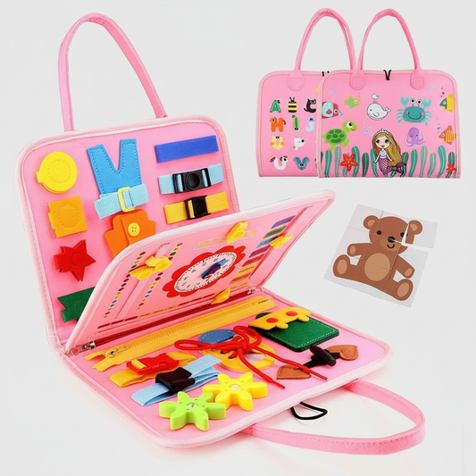 Montessori Kids Multi-functional Activity Busy Book - Pink cover