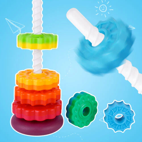 Montessori Rainbow Spin Stacking Tower - main image