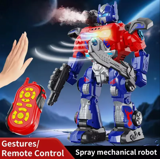 Remote and gesture control Mecha robot toy with smoke effect