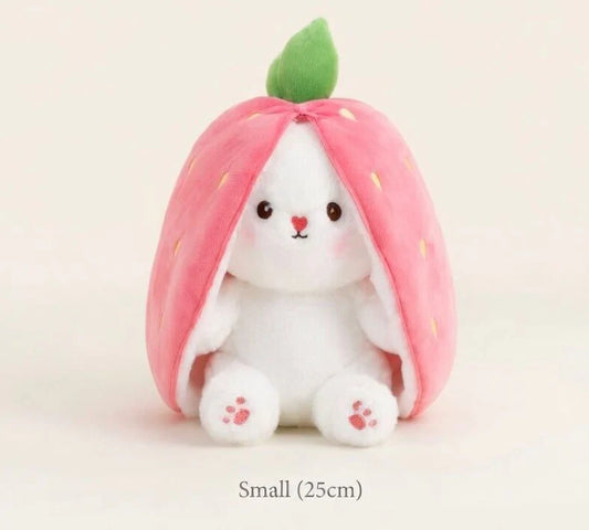 Strawberry Bunny Plush Toy with Zipper