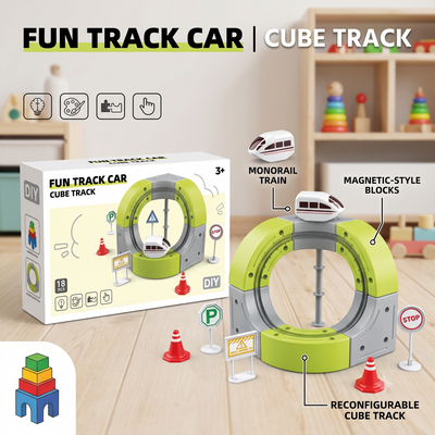 DIY Fun Cube Train Track Set 18 Pcs