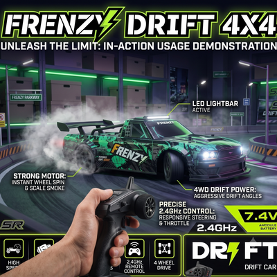 4WD RC Frenzy 4x4 High-Speed Drift Car